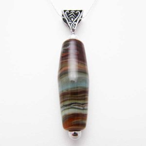 Long Bead Pendant Sterling Silver Necklace