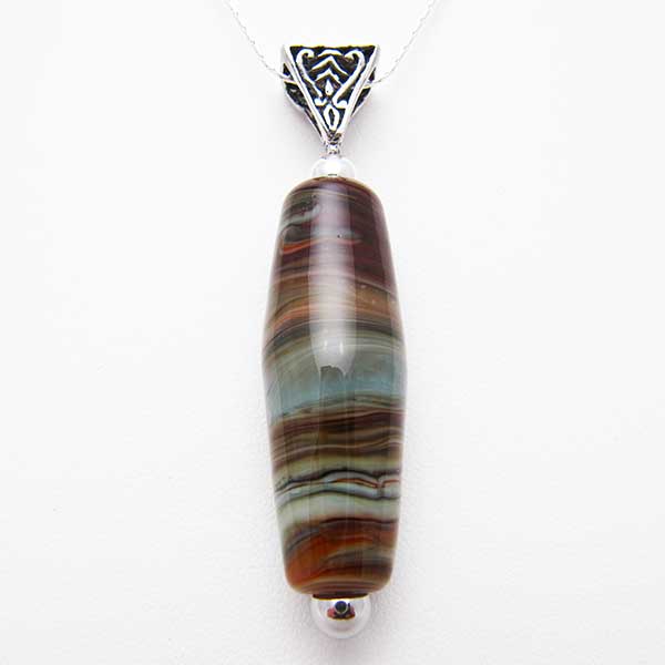 Long Bead Pendant Sterling Silver Necklace
