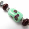 Chocolate Chip Mint Colored Glass Bead Pendant Sterling Silver Necklace