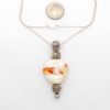 White and Orange Swirl Bead Pendant Sterling Silver Necklace