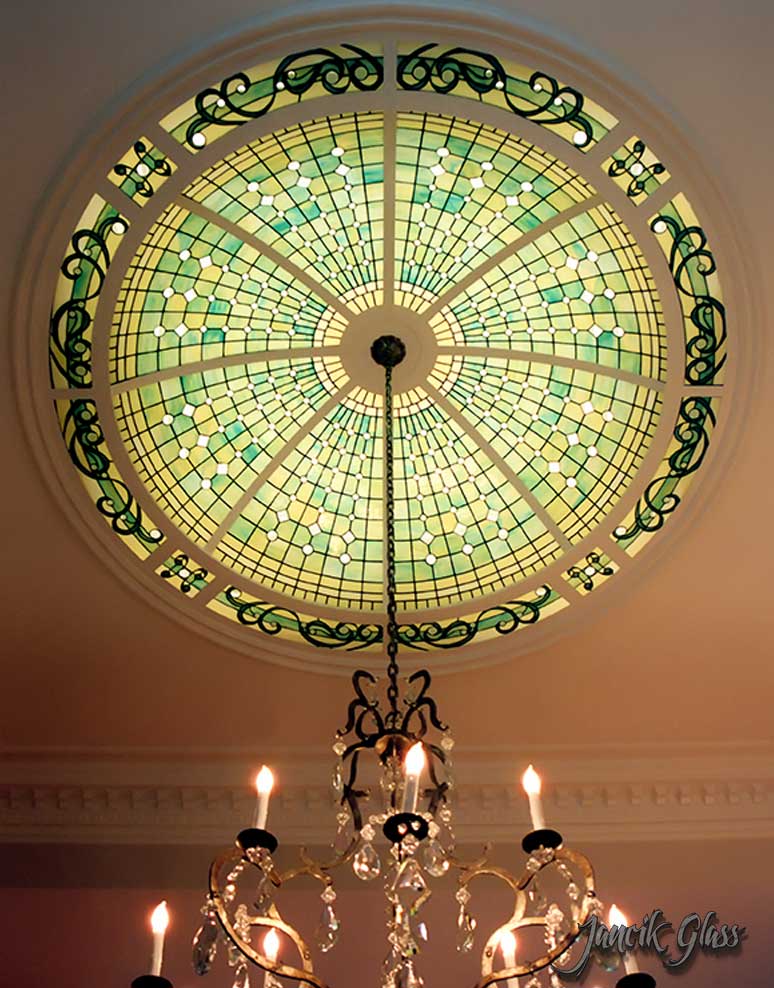 Residential stained glass ceiling dome